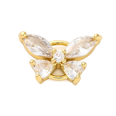 Brass Clear Cubic Zirconia Connector Charms/Links FIND-L019-07G-08-1