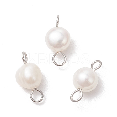 Natural Cultured Freshwater Pearl Two Sides Polished Connector Charms PALLOY-JF04041-02-1
