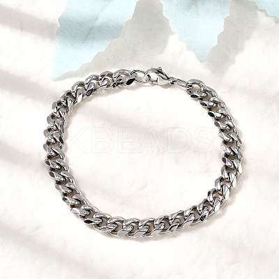 304 Stainless Steel Cuban Chain Bracelets for Men BJEW-B140-06D-1