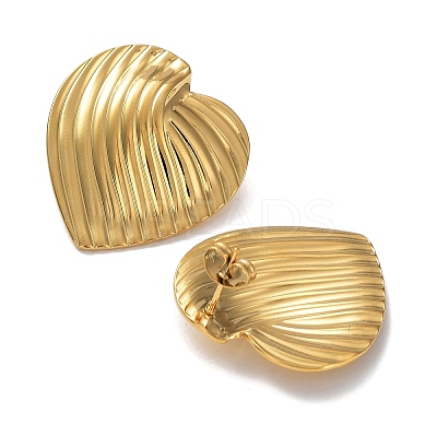 Ion Plating(IP) 304 Stainless Steel Heart Ear Studs for Women EJEW-P234-18G-1
