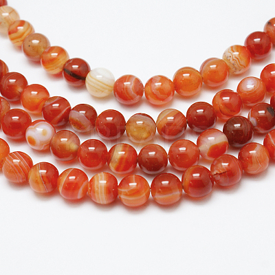 Natural Red Agate Bead Strands X-G-G880-05-6mm-1