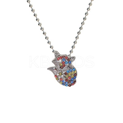 Alloy Colorful Rhinestone Pendant Necklaces for Kid FS-WG8D677-03-1