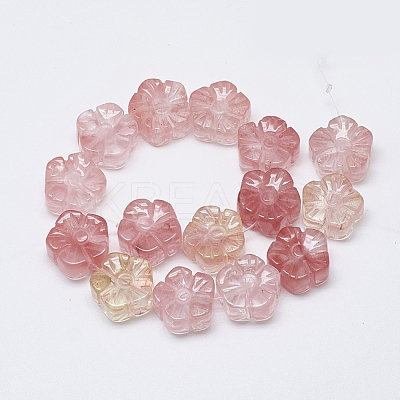Carved Cherry Quartz Glass Beads Strands G-T122-08K-1