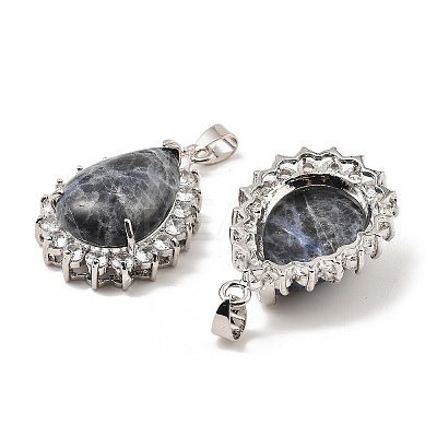 Natural Sodalite & Rhinestone Pendants G-K338-31P-02-1