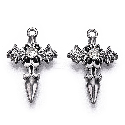 Alloy with Rhinestone Pendants X-PALLOY-N176-12B-NR-1