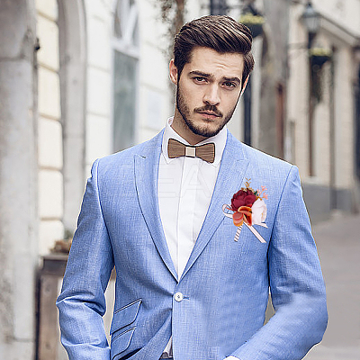 2Pcs 2 Style Silk Cloth & Plastic Imitation Flower Wrist Corsage & Corsage Boutonniere AJEW-CP0007-26A-1