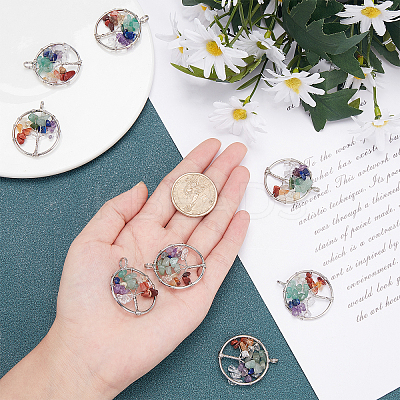 Chakra Themed Natural & Synthetic Gemstone Pendants G-SC0002-23P-1
