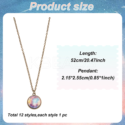 12Pcs 12 Styles Glass Universe Ball Necklace NJEW-AN0001-47-1
