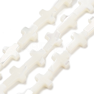 Natural White Mother of Pearl Shell Cross Beads Strands X-SSHEL-F0812C-1