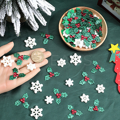 160Pcs 4 Styles Christmas Theme Opaque Resin Cabochons RESI-SC0005-80A-1