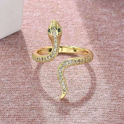 Brass Micro Pave Cubic Zirconia Cuff Rings for Women RJEW-Z084-01G-05-1