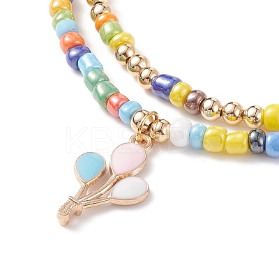 2Pcs 2 Style Glass Seed Pearl Beaded Necklaces Set NJEW-JN03936-1