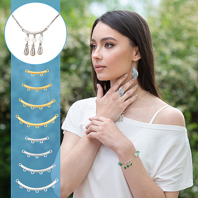 16Pcs 8 Styles Boho Style 304 Stainless Steel Multi-Strand Links STAS-UN0057-78-1