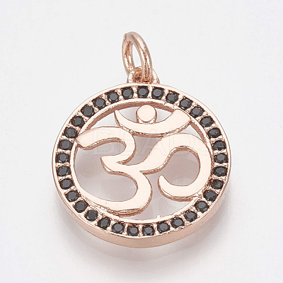 Brass Micro Pave Cubic Zirconia Pendants ZIRC-Q018-032RG-1