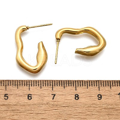 Ion Plating(IP) 304 Stainless Steel C-shape Stud Earrings EJEW-P197-03G-1