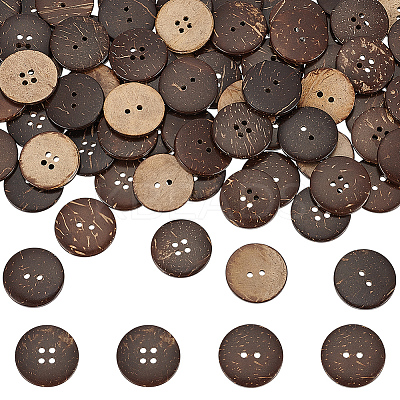 100Pcs 2 Styles Coconut Buttons BUTT-UN0001-36-1