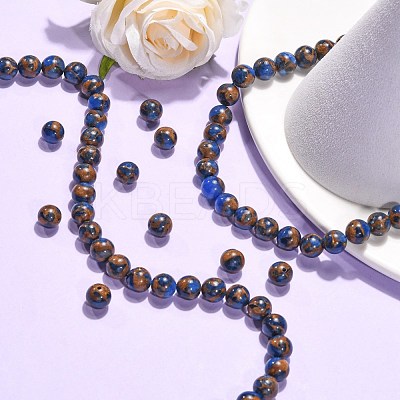 Synthetic Gold Clinquant Stone Beads Strands G-G026-R-8mm-1-1