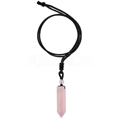 Natural Rose Quartz Bullet Pendant Necklace JN1043F-1