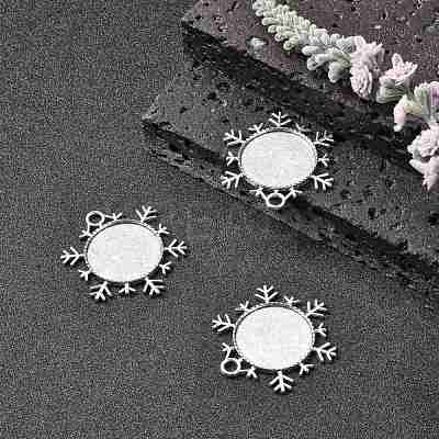Christmas Ornaments Alloy Snowflake Pendant Cabochon Settings X-TIBEP-O006-29AS-1