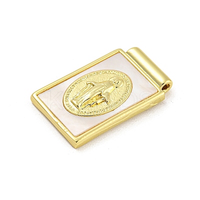 Rack Plating Brass Pave Natural Shell Pendants KK-G513-26G-1