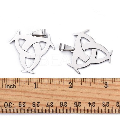 Tarnish Resistant Boy Jewelry Original Color 201 Stainless Steel Triangle Knot Pendants STAS-I032-228-1