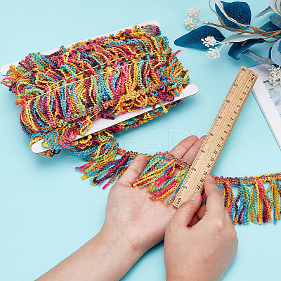 10 Yards Rainbow Polyester Fringe Trim Ribbons DIY-FG0006-17-1
