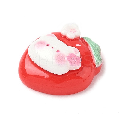 Strawberry Bear Theme Opaque Resin Cabochons CRES-D301-01F-1