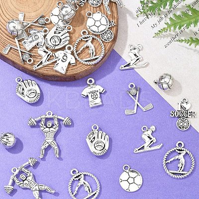 30Pcs 10 Styles Tibetan Style Zinc Alloy Pendants FIND-YW0006-56-1