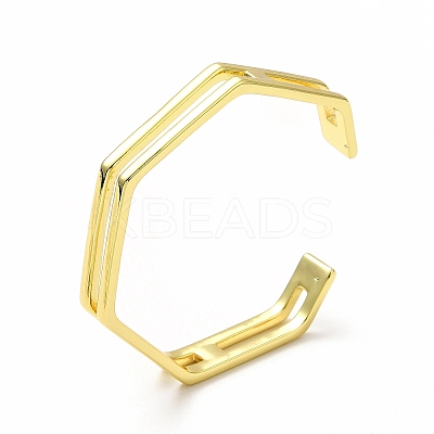 Rack Plating Brass polygon Open Cuff Bangle for Women BJEW-H563-01G-1