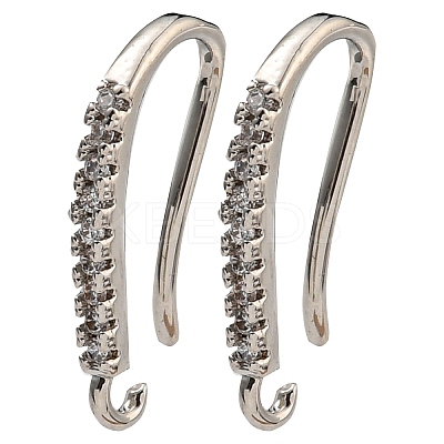 Rack Plating Brass Pave Cubic Zirconia Earring Hooks KK-O143-20P-1