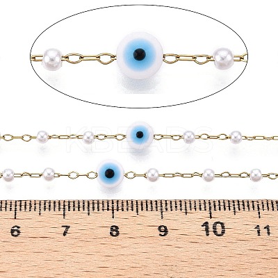 Handmade Lampwork&Imitation Pearl Beads Chains CHS-T006-13G-1