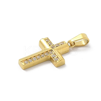 Ion Plating(IP) 304 Stainless Steel Micro Pave Cubic Zirconia Pendants STAS-Z107-08G-06-1