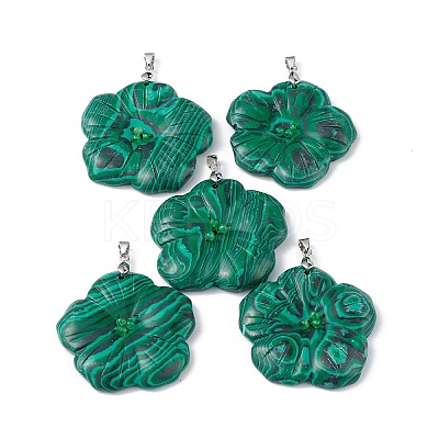 Natural Malachite Big Pendants G-B040-01P-12-1