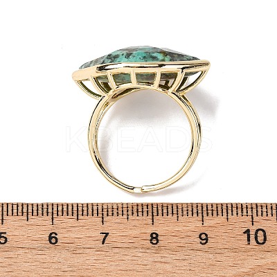 Horse Eye Natural African Turquoise(Jasper) Cuff Rings RJEW-M076-04G-06-1