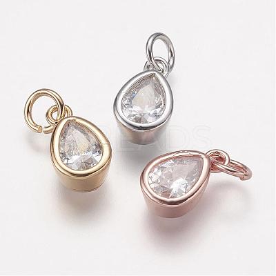 Brass Micro Pave Grade AAA Cubic Zirconia Charms ZIRC-K059-03-NR-1
