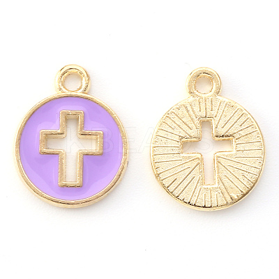 Light Gold Plated Alloy Enamel Pendants LS-X-ENAM-R136-18C-1