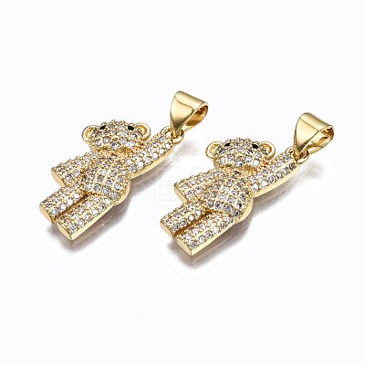 Brass Micro Pave Clear Cubic Zirconia Pendants ZIRC-S067-040-NR-1