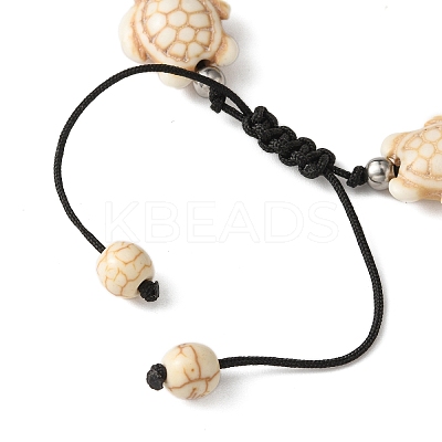 Starfish & Turtle Synthetic Turquoise Braided Beaded Bracelets BJEW-JB10926-03-1