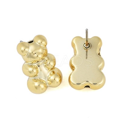 Bear CCB Plastic Stud Earrings for Women EJEW-Q382-04B-G-1