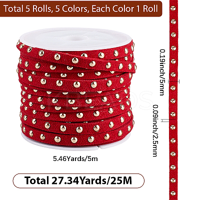 CALFOVERA 5 Rolls 5 Colors Faux Suede Cord LW-CL0001-02D-1