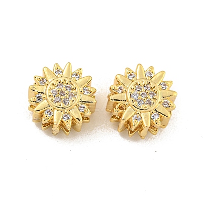 Brass Micro Pave Clear Cubic Zirconia Multi-Strand Links KK-B096-15G-1