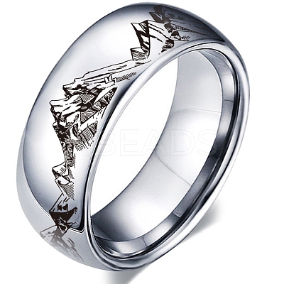 Non-Tarnish Mountains Stainless Steel Finger Rings PW-WGB06D8-01-1