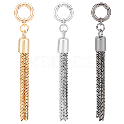 3 Sets 3 Colors  Alloy Keychain Tassel Chain Pendant Decoration HJEW-UN0001-25-1