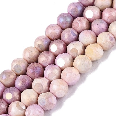 Ombre Effect Dyed Electroplate Opaque Glass Beads Strands EGLA-Q130-01A-21-1