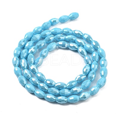 Electroplate Glass Beads Strands EGLA-A037-P6x8mm-B06-1