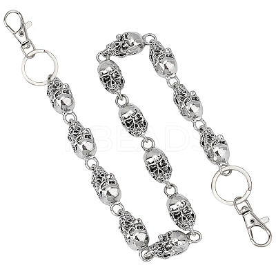 Skull Zinc Alloy Link Chain Belts AJEW-WH0070-24AS-1