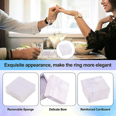 Square Paper Jewelry Ring Gift Boxes with Bowknot LS-CON-TAC0010-80E-1