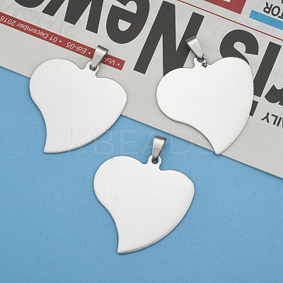 Non-Tarnish 201 Stainless Steel Heart Stamping Blank Tag Pendants STAS-S030-13-1