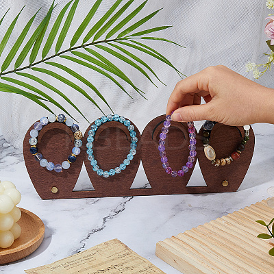 Teardrop Shaped Wood Bracelet Organizer Display Stands ODIS-WH0099-132A-1