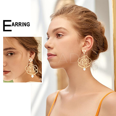 40Pcs 4 Style 201 Stainless Steel Stud Earring Findings with Hole EJEW-DC0001-21-1